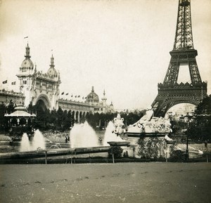 France Paris World Fair Champ de Mars Eiffel Tower Old Stereoview Photo SIP 1900