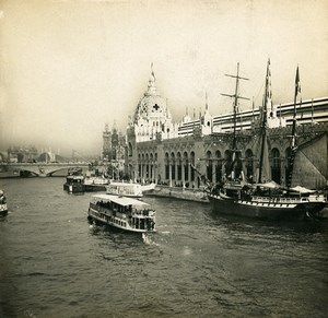 France Paris World Fair Army Marine Palace Panorama Stereoview Photo SIP 1900