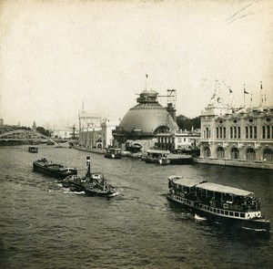 France Paris World Fair Pavilions Seine River Panorama Stereoview Photo SIP 1900