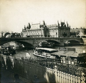 France Paris World Fair Seine Panorama Boats Old Stereoview Photo SIP 1900