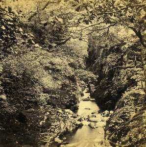 UK North Wales Betws-y-Coed Glen on Machno Old Stereoview Photo Bedford 1865