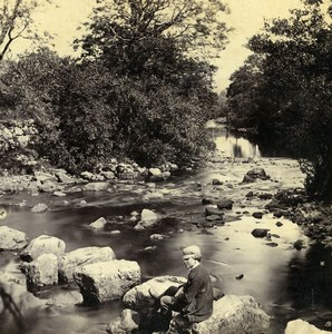 UK North Wales Betws-y-Coed Llugwy Old Stereoview Photo Bedford 1865