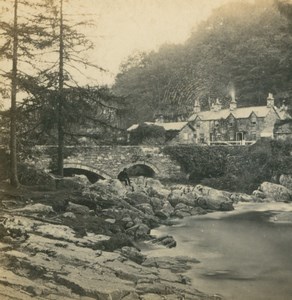 UK North Wales Betws-y-Coed Pont Y Pair Old Stereoview Photo Bedford 1865