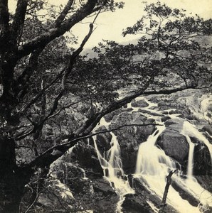 UK North Wales Betws-y-Coed Swallow Falls Old Stereoview Photo Bedford 1865