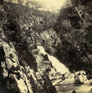 UK North Wales Betws-y-Coed Falls of the Conway Stereoview Photo Bedford 1865