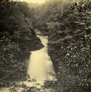 UK North Wales Maentwrog Rhayadr Du Old Stereoview Photo Bedford 1865