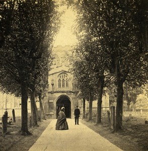 UK Warwickshire Stratford on Avon Church Old Stereoview Photo Bedford 1865