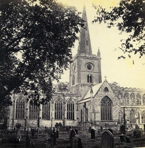 UK Stratford on Avon Church Cemetery Old Stereoview Photo Bedford 1865