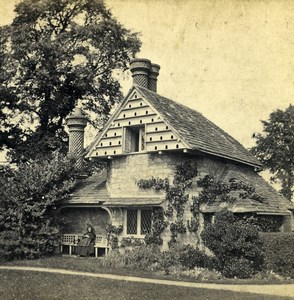 UK Clifton Henbury Gardener Cottage Old Stereoview Photo Bedford 1865