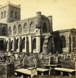 UK Chester Cathedral from Walls Old Stereoview Photo Bedford 1865