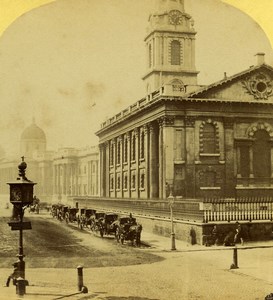 London St Martin Church National Gallery Old J Elliott Stereoview Photo 1860