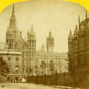 United Kingdom London Parliament House Old Stereoview Photo Blanchard 1860