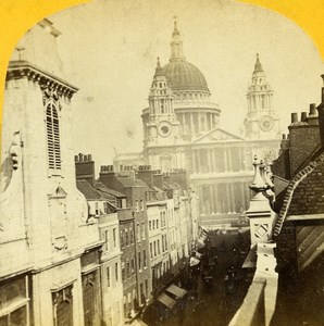 United Kingdom London St Paul Cathedral Old Stereoview Photo 1860