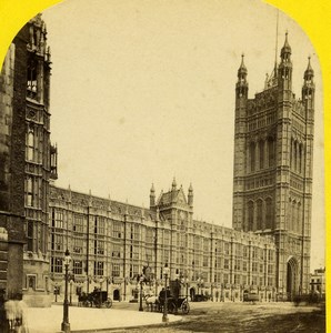 United Kingdom Houses of Parliament Victoria Tower Stereoview Photo York 1860