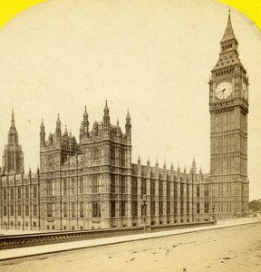 United Kingdom London Houses of Parliament Old Stereoview Photo York 1860