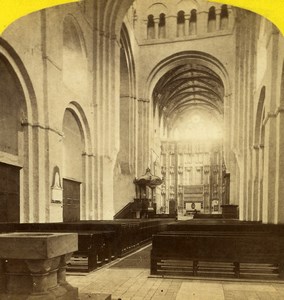 United Kingdom London St Alban s Abbey Interior Old Stereoview Photo York 1860