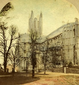 United Kingdom Canterbury Cathedral Old Hand Colored Stereoview Photo 1860