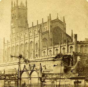 United Kingdom Edinburg St John Cathedral Old Stereoview Photo GR Fitt 1860