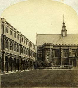 United Kingdom Cambridge Trinity College Old Stereoview Photo 1860