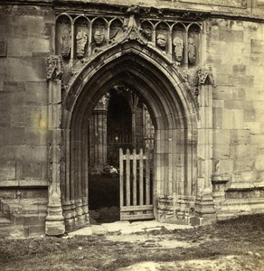 United Kingdom Melrose Abbey Doorway in South Transept Old Stereoview Photo 1860