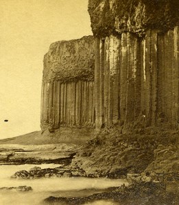 United Kingdom Scotland Staffa Colonnade Basalt Old Stereoview Photo 1860