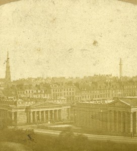 United Kingdom Scotland Edinburg Panorama Old Stereoview Photo 1860