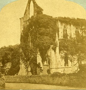 United Kingdom Landscape Tintern Abbey Ruins Old Stereoview Photo 1860