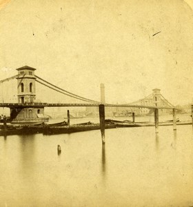 United Kingdom London Charing Cross Bridge Old Stereoview Photo Radiguet 1860