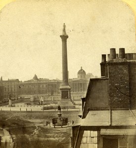 United Kingdom London Trafalgar Square Old Stereoview Photo Radiguet ? 1860