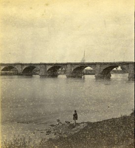 Germany Dresden Bridge on Elbe River Old Stereoview Photo Braun 1860