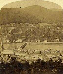 Germany Heidelberg Panorama Old Stereoview Photo Radiguet 1860