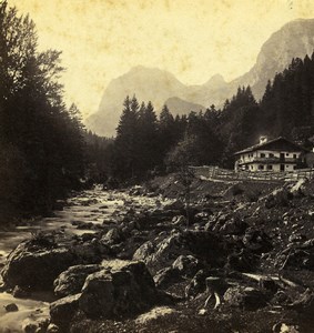 Germany Bavaria near Hintersee Landscape Old Stereoview Photo 1860