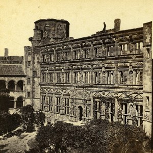 Germany Heidelberg Castle Interior Court Old Stereoview Photo Richard 1860