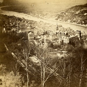 Germany Heidelberg Panorama Landscape Old Stereoview Photo Richard 1860