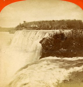 USA Canada Niagara Falls from Goat Island Old Stereoview Photo Curtis 1880