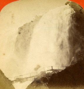 USA Canada Niagara Falls Cave of the Winds Old Stereoview Photo Curtis 1880