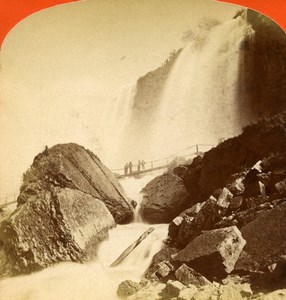 USA Canada Niagara Falls Rock of Ages Old Stereoview Photo Curtis 1880