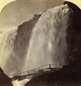 USA Canada Niagara Falls Cave of the Winds Old Stereoview Photo Curtis 1880