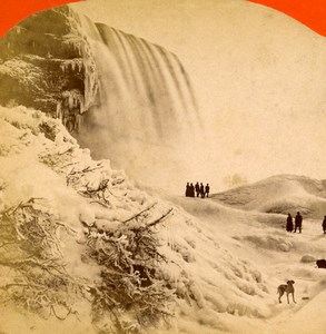 USA Canada Niagara Falls Winter Old Stereoview Photo Baker 1880