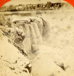 USA Canada Niagara Falls Horseshoe Fall Old Stereoview Photo Curtis 1880