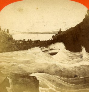 USA Canada Niagara Falls Whirlpool Rapids Old Stereoview Photo Curtis 1880