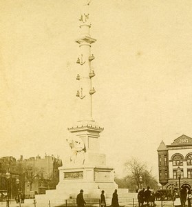 USA New York Columbus Monument Old Stereoview Photo Campbell 1896