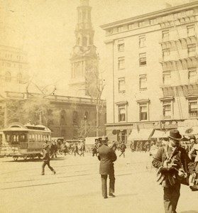 USA New York Lower Broadway Old Stereoview Photo Campbell 1896