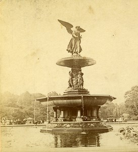 USA New York Bethesda Fountain Central Park Old Stereoview Photo Campbell 1896