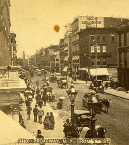 USA New York Broadway Old Stereoview Photo 1870