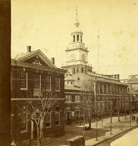 USA Philadelphia Independence Hall Old Stereoview Photo Cremer 1875