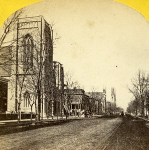 USA Chicago Wabash Avenue Church Old Stereoview Photo 1875