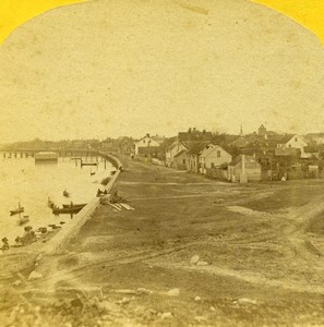 USA Florida St Augustine Sea Wall Old Stereoview Photo 1875