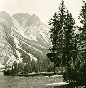 Italy South Tyrol Mountain panorama near Pragser Lake Old Stereoview Photo 1900
