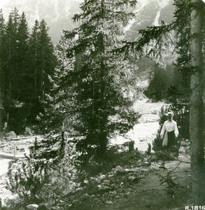 Italy South Tyrol Alps Mountain Trafoi Brook Old Anonymous Stereoview Photo 1900